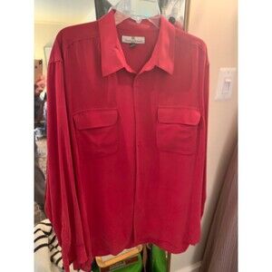 Tommy Bahama Shirt Men Size XL Tencel Fuchsia Long Sleeve Button Up READ